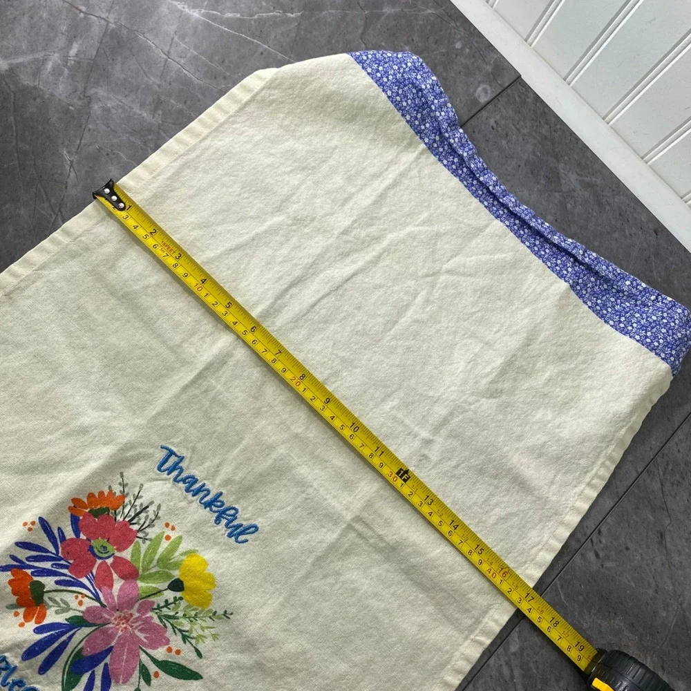 Divinity Boutique Thankful & Blessed Floral Embroidered‎ Cotton Tea Towel Pink